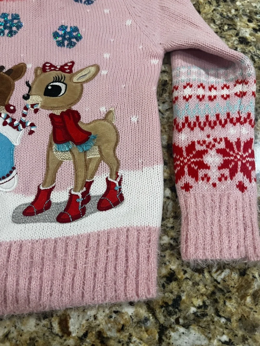 New - Rudolph the Red Nose Reindeer Girls Christmas Sweater in Pink | Size M (5)